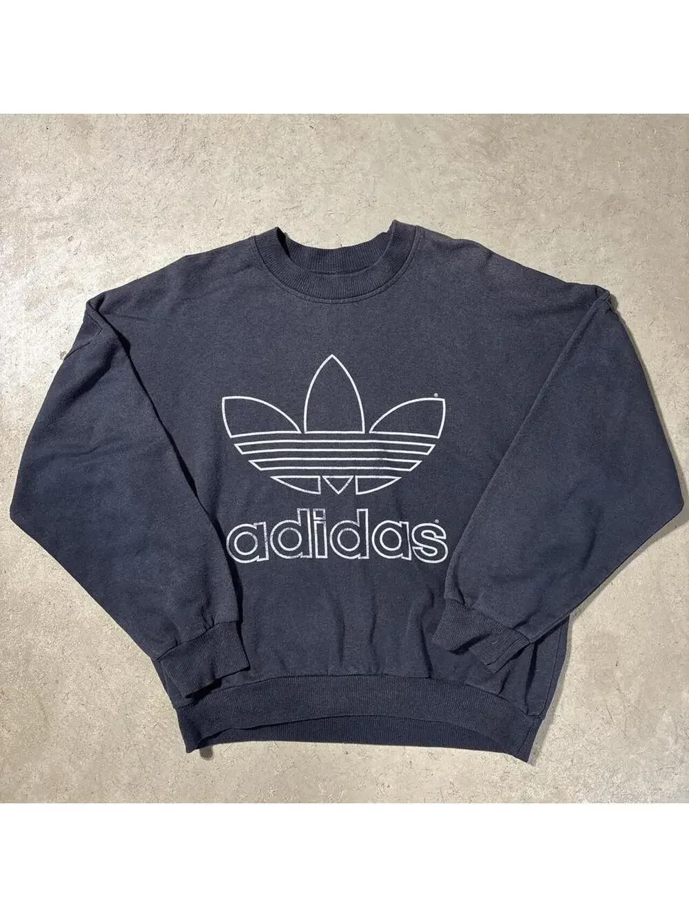 Vintage 80s Adidas Trefoil Crewneck Sweatshirt Navy Made in USA